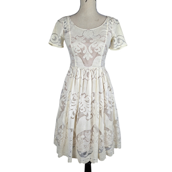 Plenty by Tracy Reese Short Sleeve Lace Fit and Flare Dress Size 0 - Picture 2 of 16